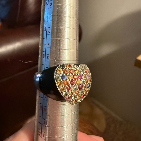 SKJ sterling silver Multicolor Crystal Heart Ring Size 10 - Picture 6 of 7
